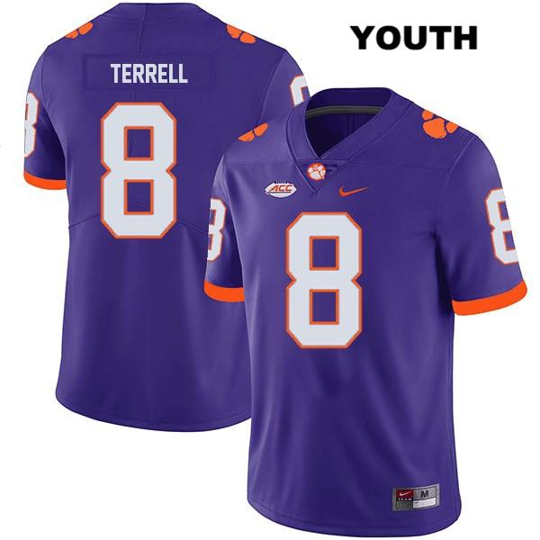 Youth Clemson Tigers #8 A.J. Terrell Stitched Purple Legend Authentic Nike NCAA College Football Jersey JBS7046XS